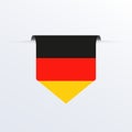 Flag of Germany ribbon or pennant. Hanging German flag. Vector illustration